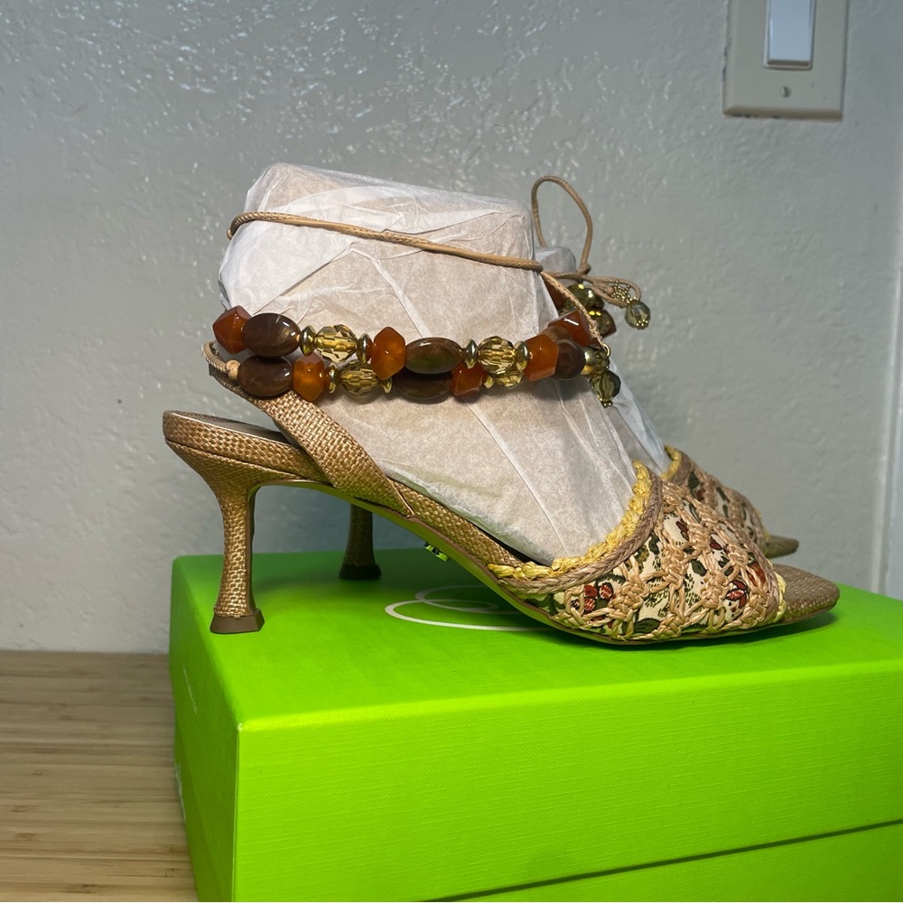 Sam Edelman Pamala BeadedHeeled Sandals in Dark Natural - Picture 6 of 7